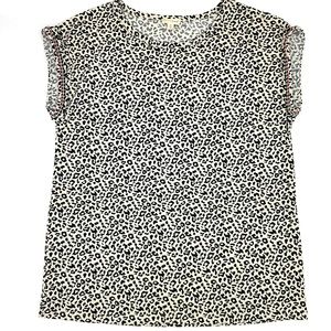 Hem & Thread Cap Sleeve Animal Print Top Oversized